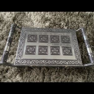 Silver wrapped serving tray